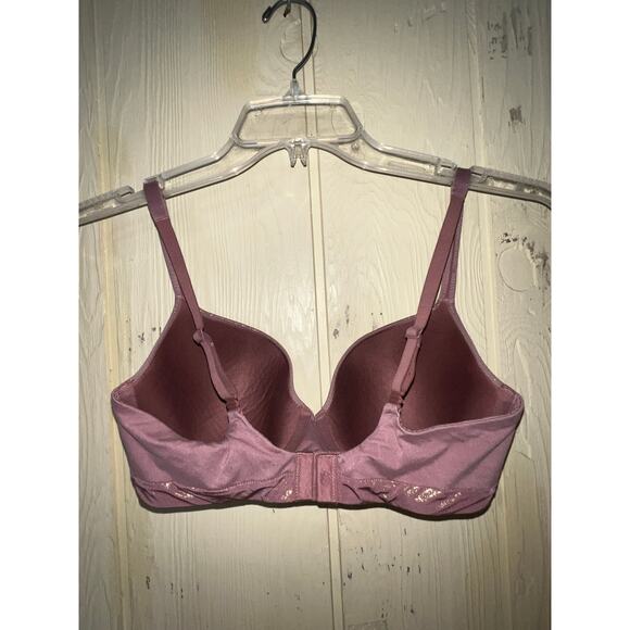 34DD Victoria's Secret Bra Lined Demi T-Shirt Smooth Microfiber Underwire Wine - Picture 4 of 4